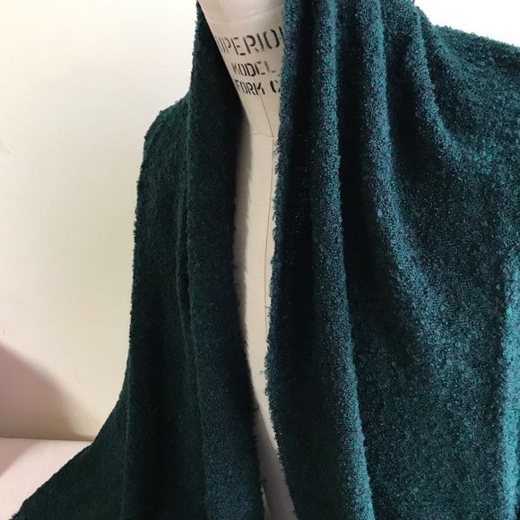 NWT Madewell chunky knit scarf deep green nubbly beauty. XXL wrap with fringe - Picture 3 of 9